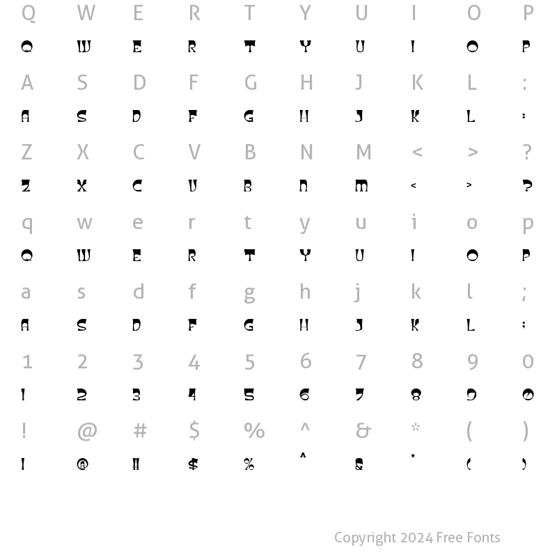 Character Map of MONTERA Regular