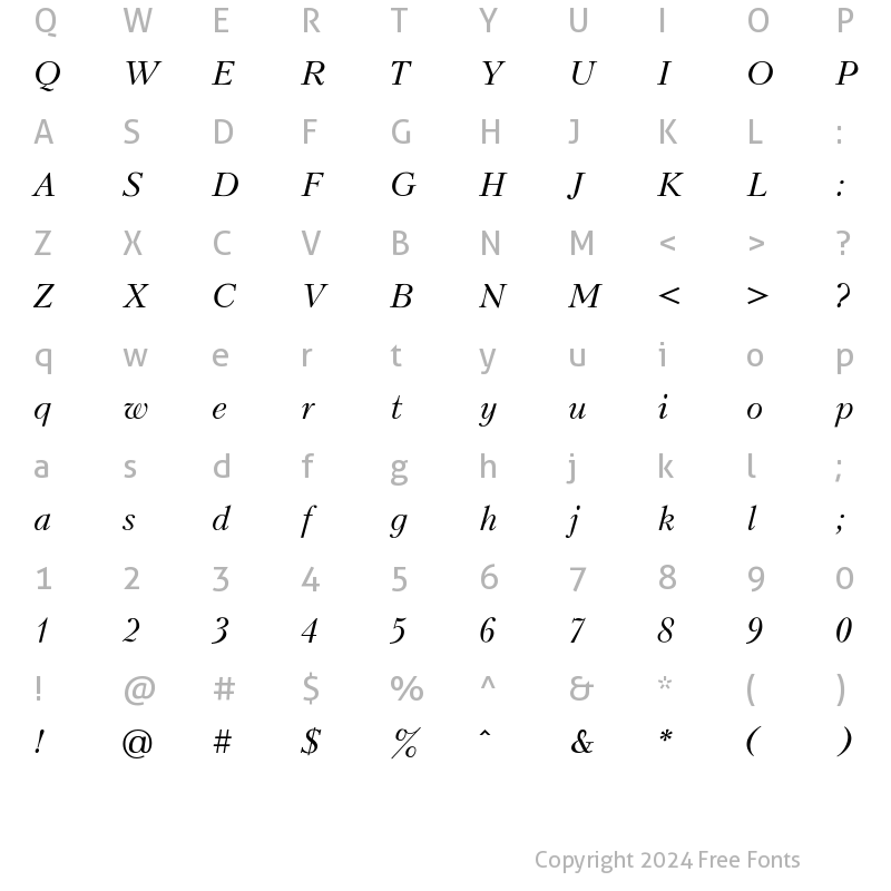 Character Map of Monteuideo Italic