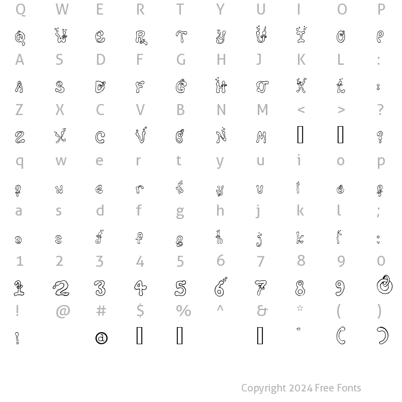 Character Map of Montezumas Revenge Regular