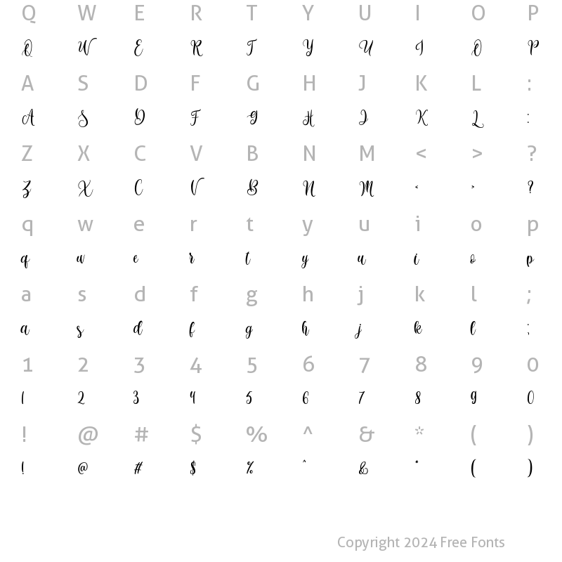 Character Map of Monthella Regular