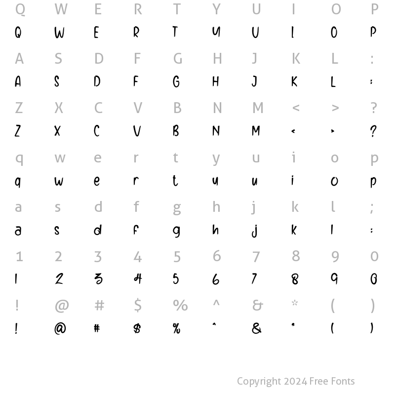 Character Map of MONTHLY Regular