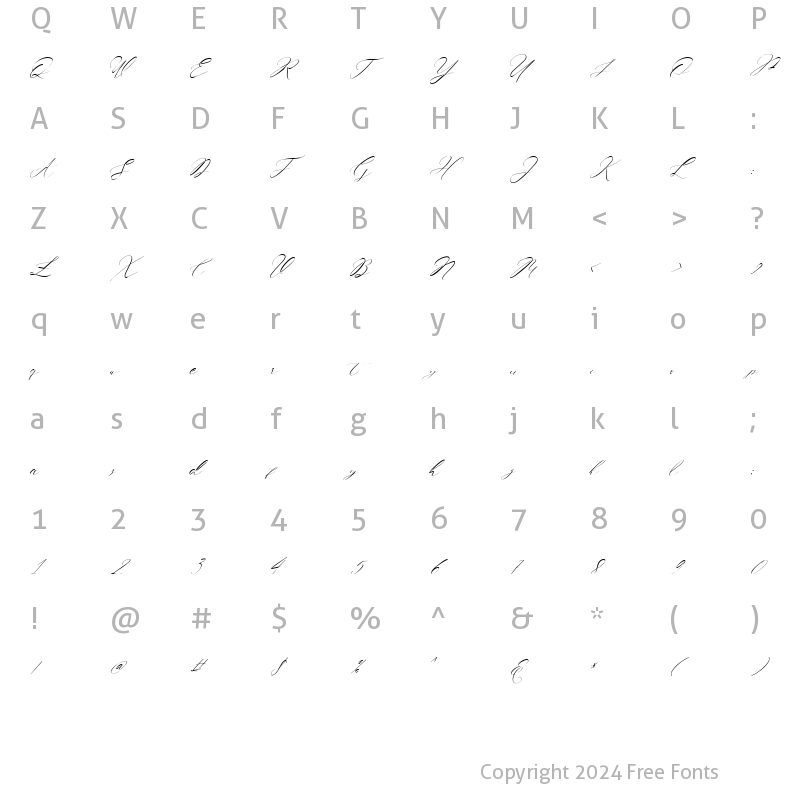 Character Map of Monttary Regular