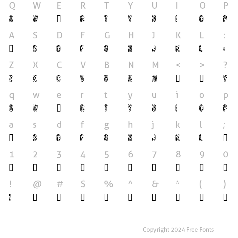 Character Map of MooCowSW Regular