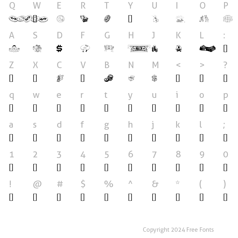 Character Map of Moolah Regular