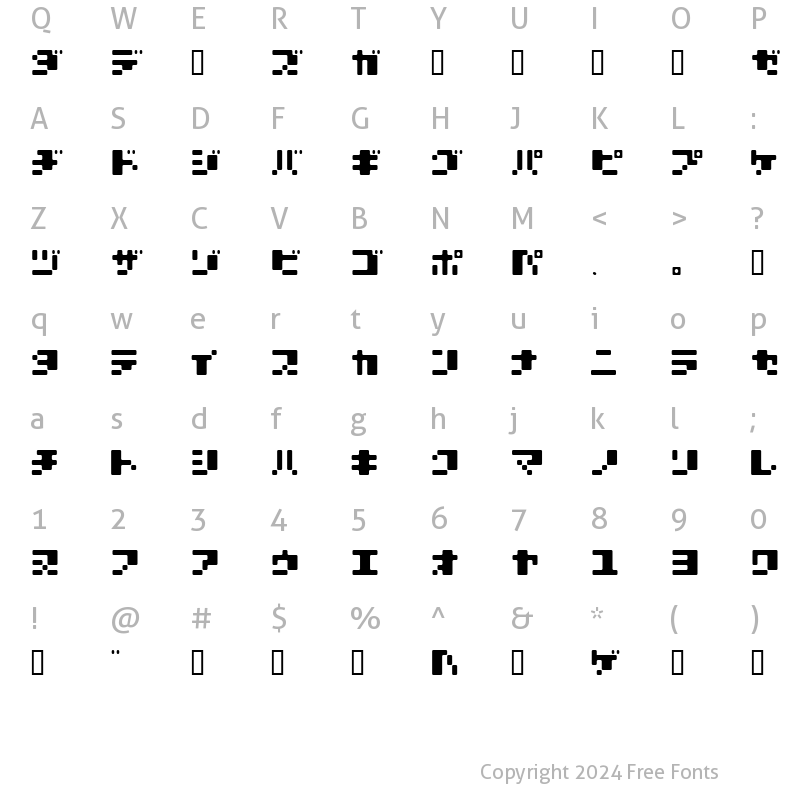 Character Map of MOOMILK KANA