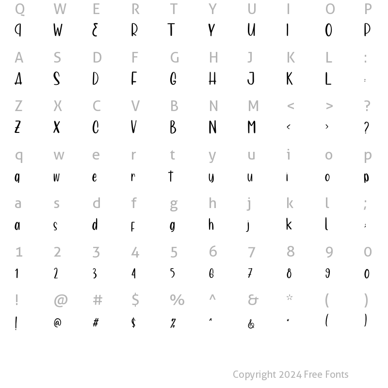 Character Map of Moon Freze Condensed