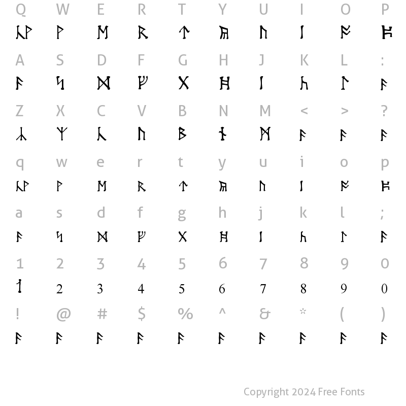 Character Map of Moon Runes Regular