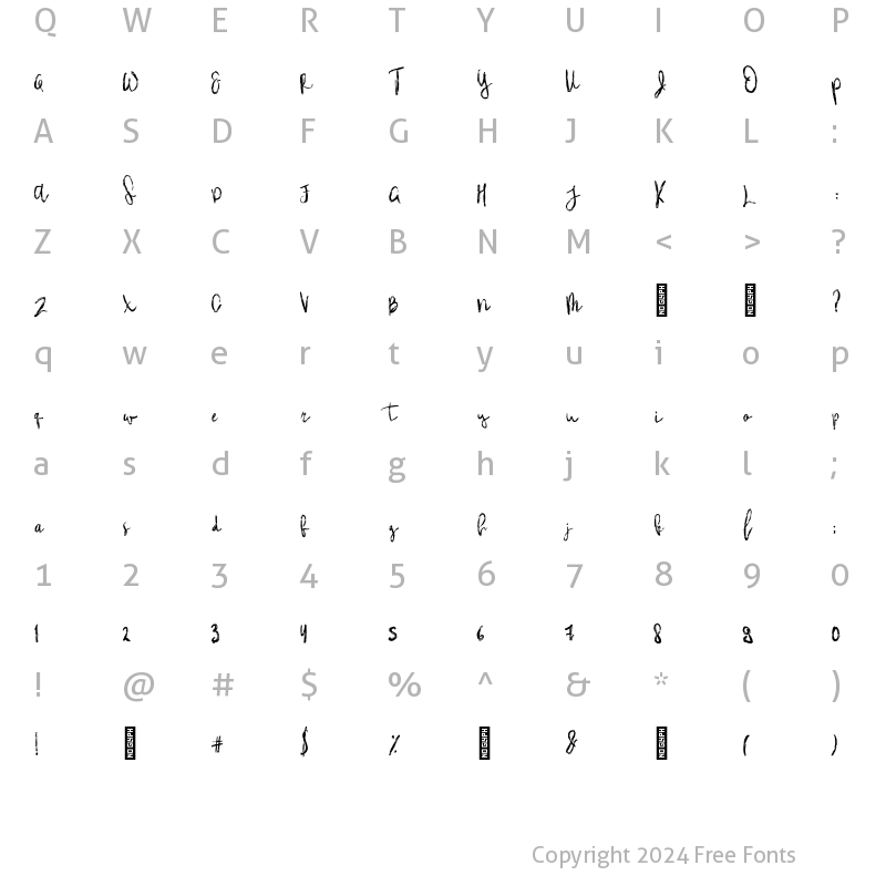 Character Map of Moon_Light Regular