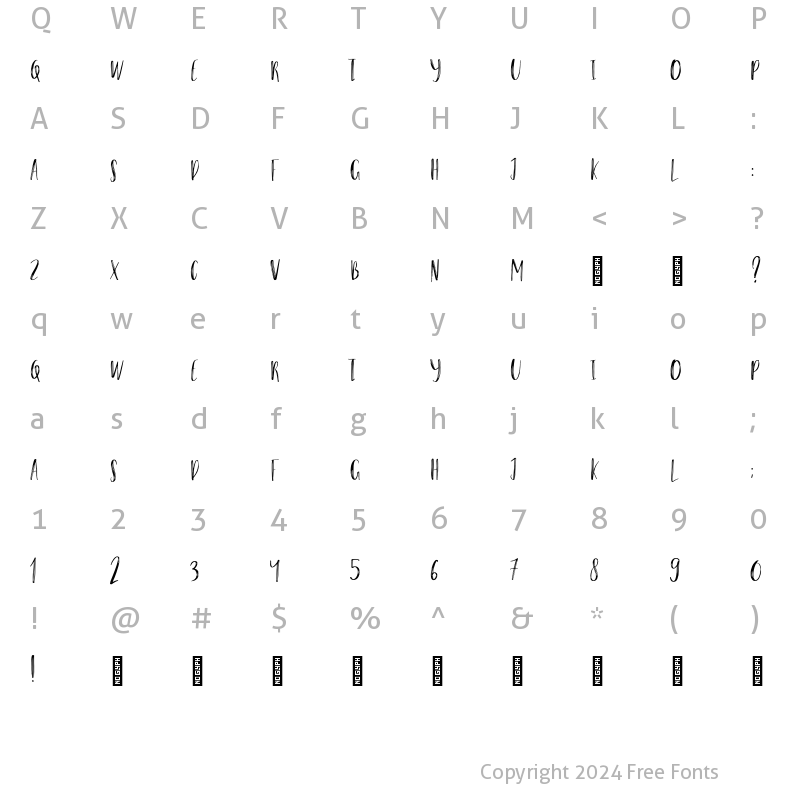 Character Map of Moon_Light_Sans Regular