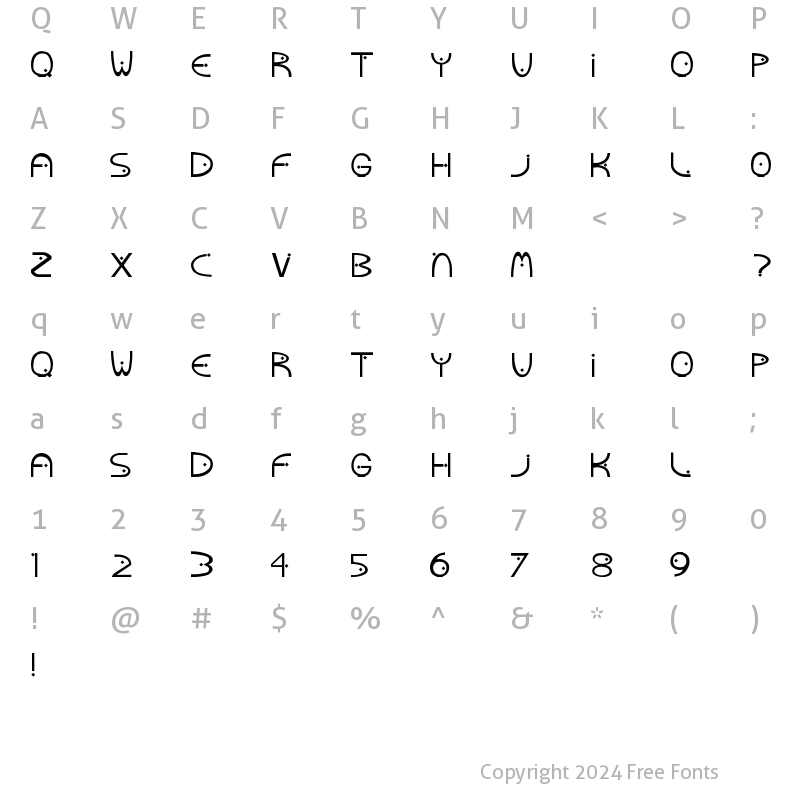 Character Map of MoonBow Regular