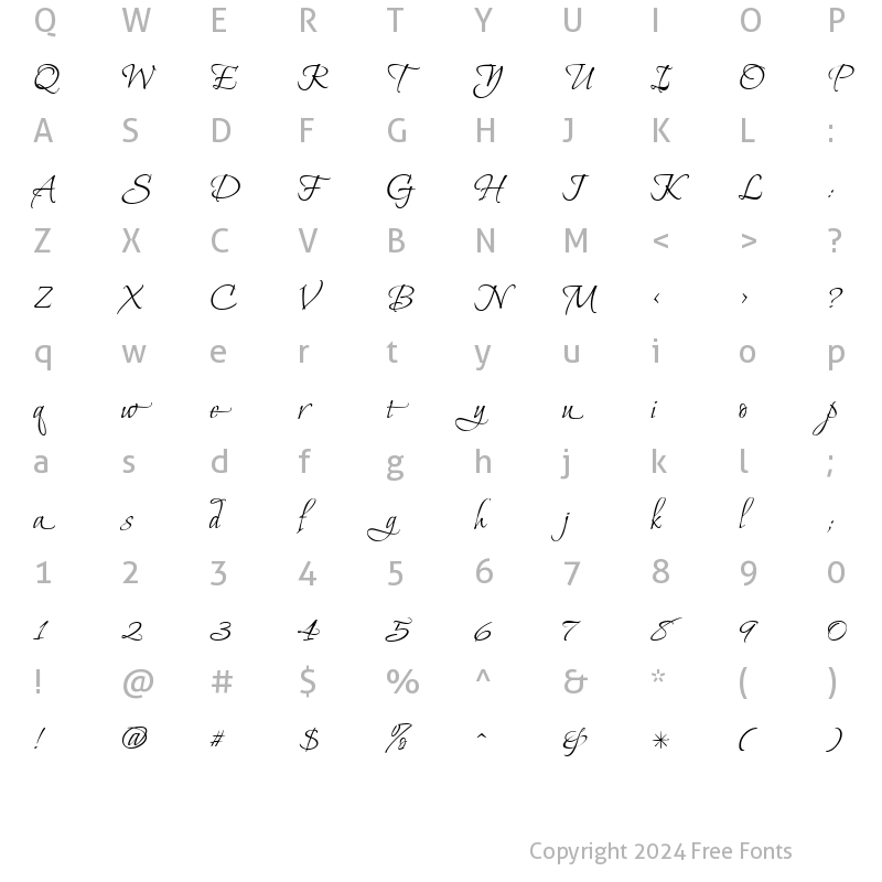 Character Map of MoonDanceTwo Regular