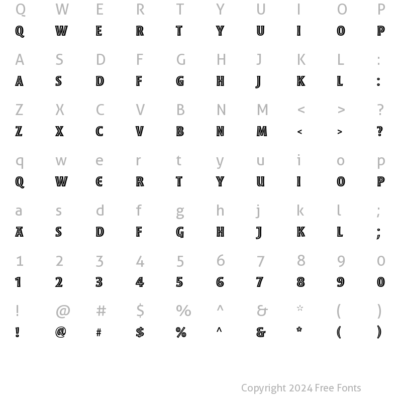 Character Map of Moonglow Bold Condensed