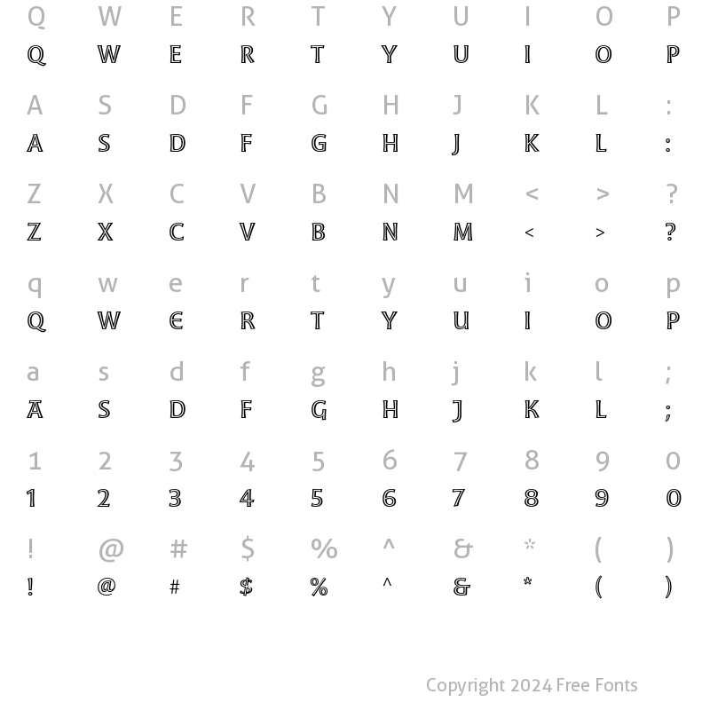 Character Map of Moonglow Regular