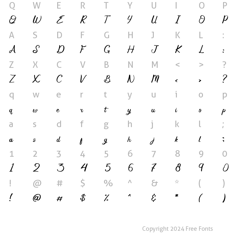 Character Map of Moonlica Regular