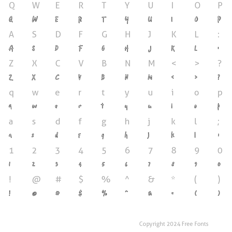 Character Map of Moonllime Outline Regular