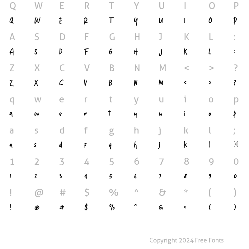 Character Map of Moonllime Regular