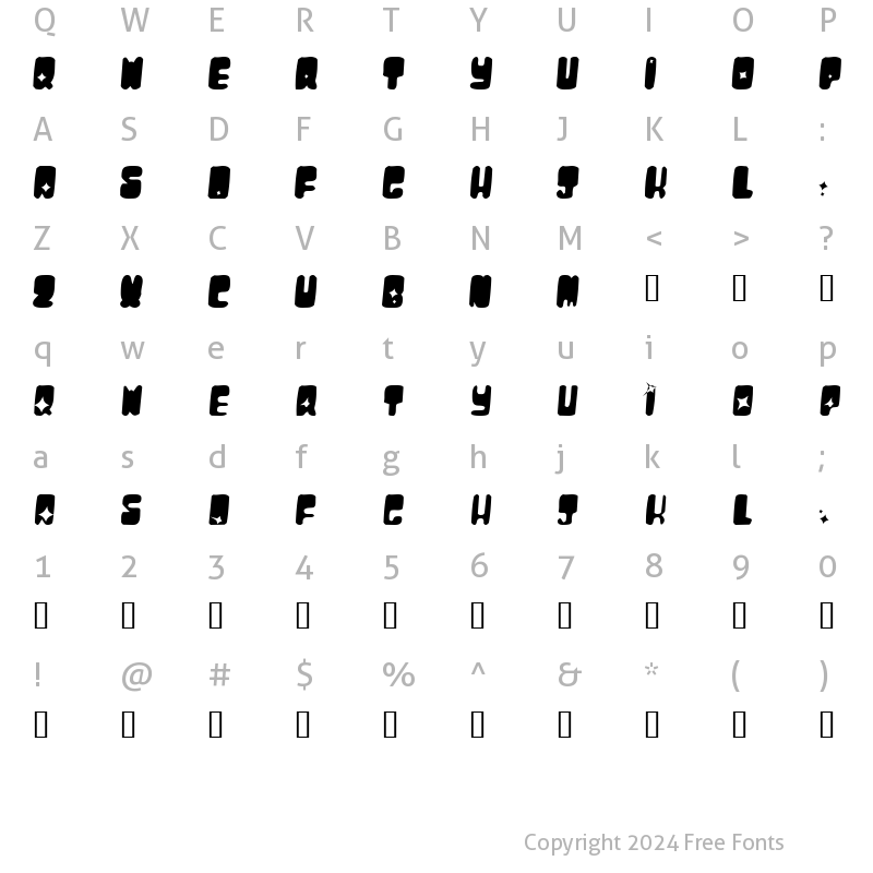 Character Map of MoonPie Cadet Regular