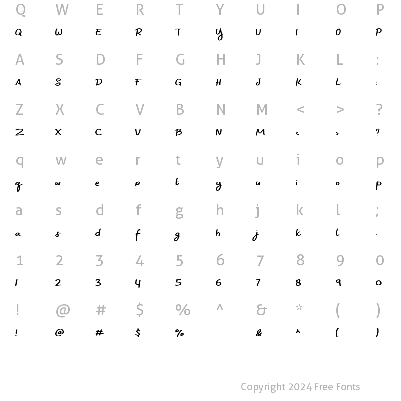 Character Map of Moonrise Regular