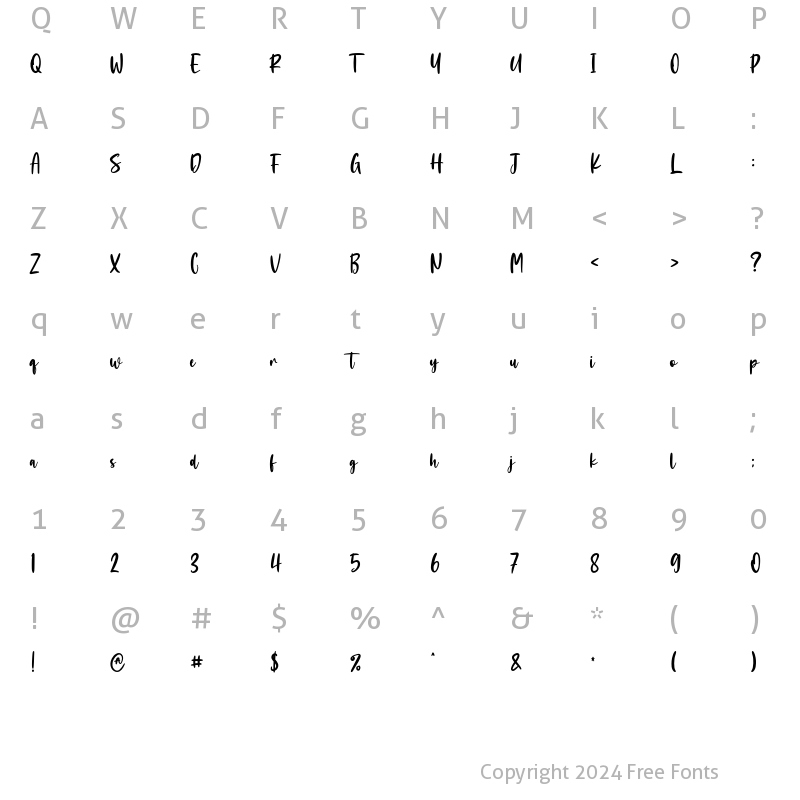 Character Map of Moonsticky Regular