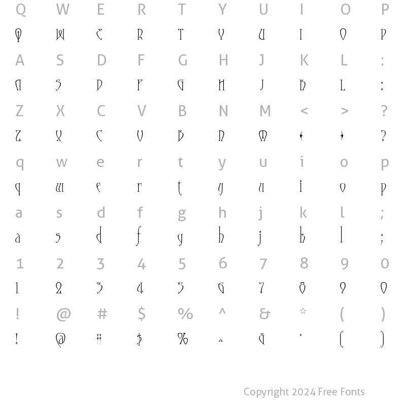 Character Map of Moonstone Regular