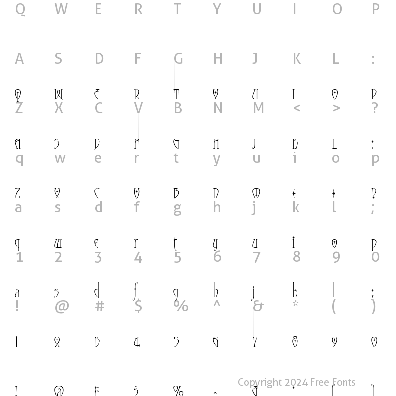 Character Map of Moonstone Starlight Regular