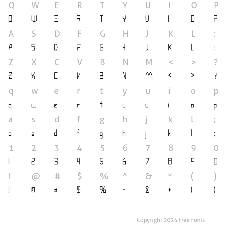 Character Map of MoonwalkerCondensed Regular