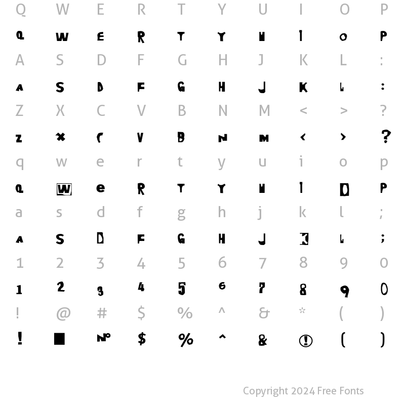 Character Map of Moore899 Bold