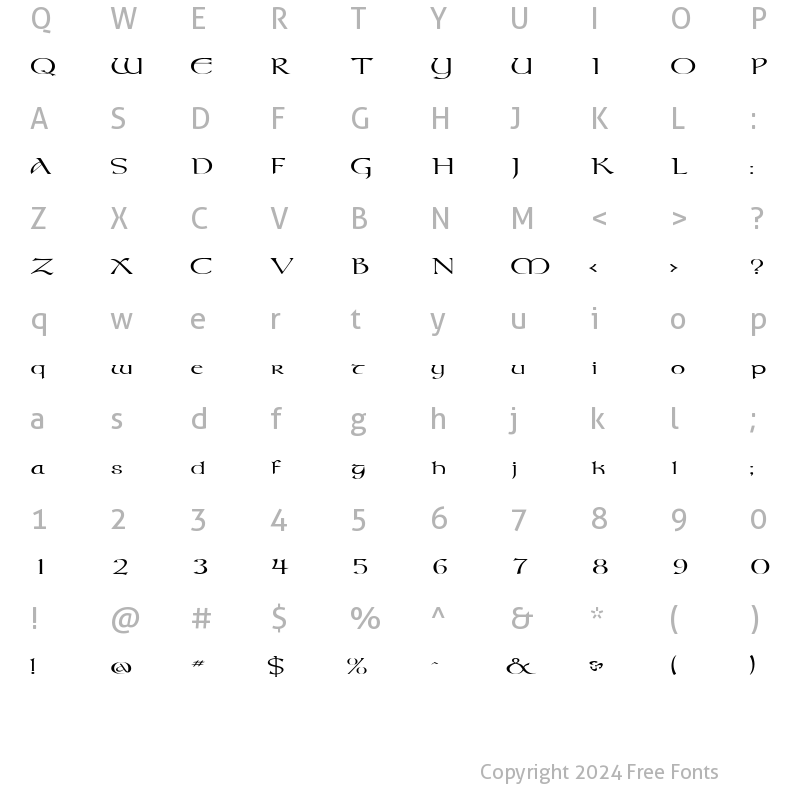 Character Map of MoravianExtended Regular