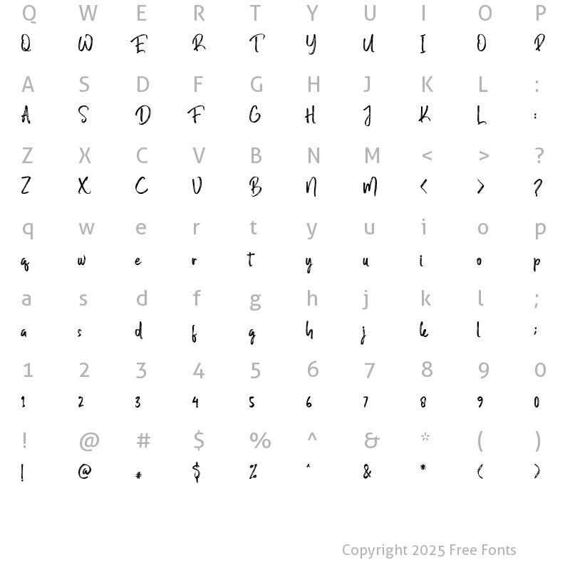 Character Map of Mordibella Regular
