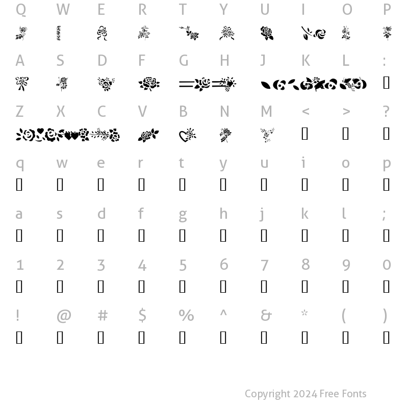 Character Map of More Roses! Regular