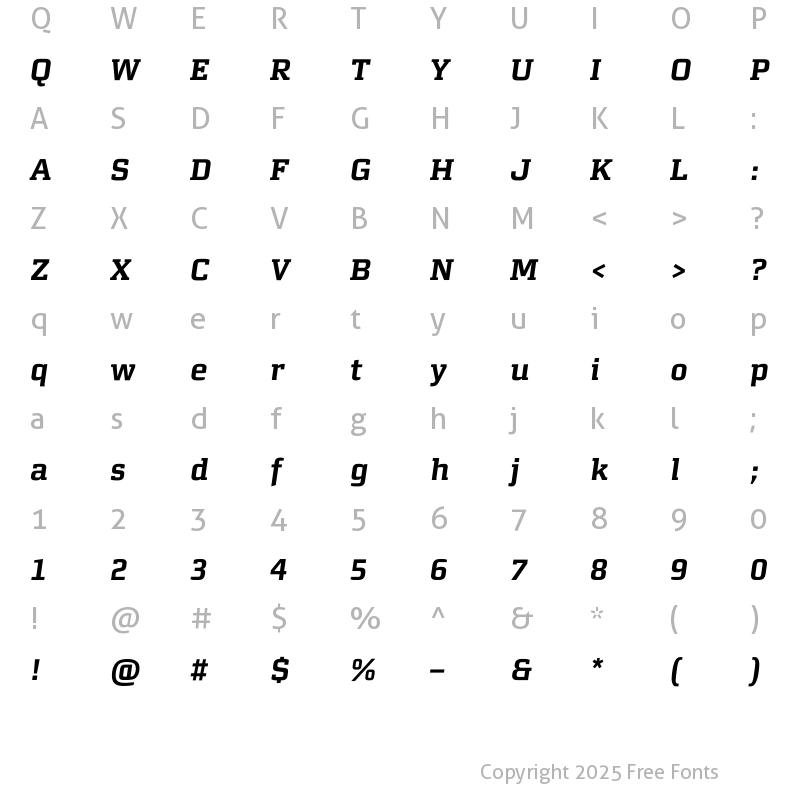 Character Map of MorganAvec Lining Bold Italic