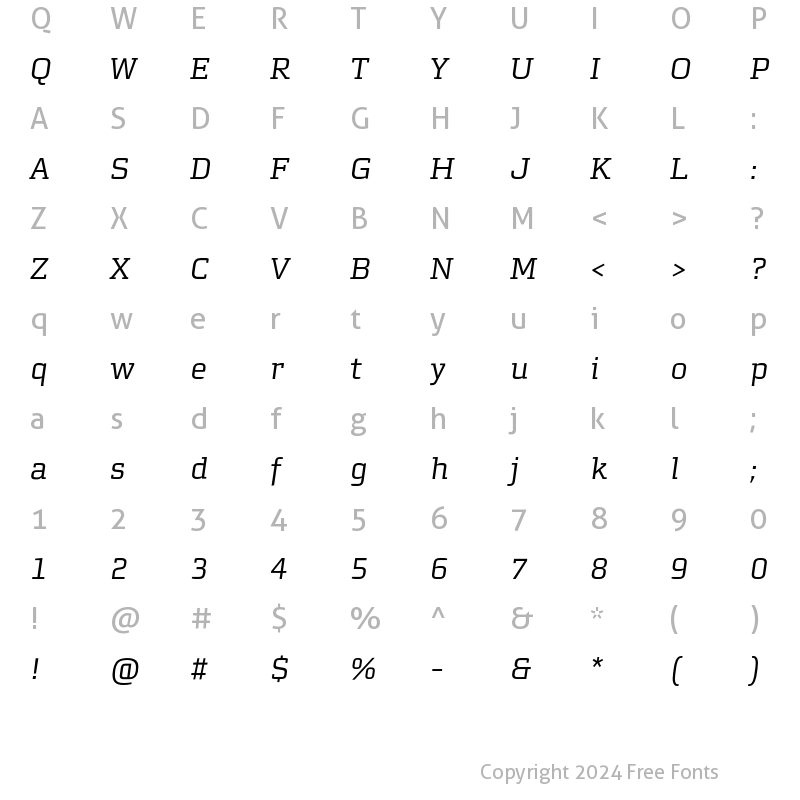 Character Map of MorganAvec Lining Italic