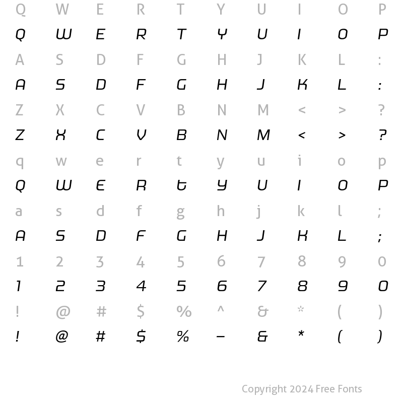 Character Map of MorganBig Italic