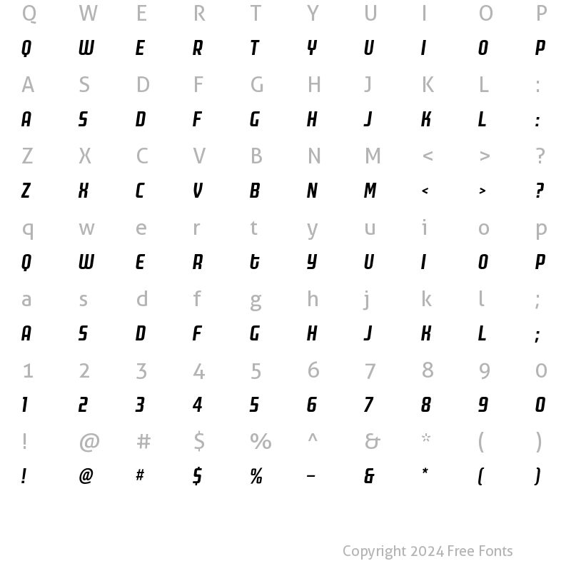 Character Map of MorganPoster Bold Italic