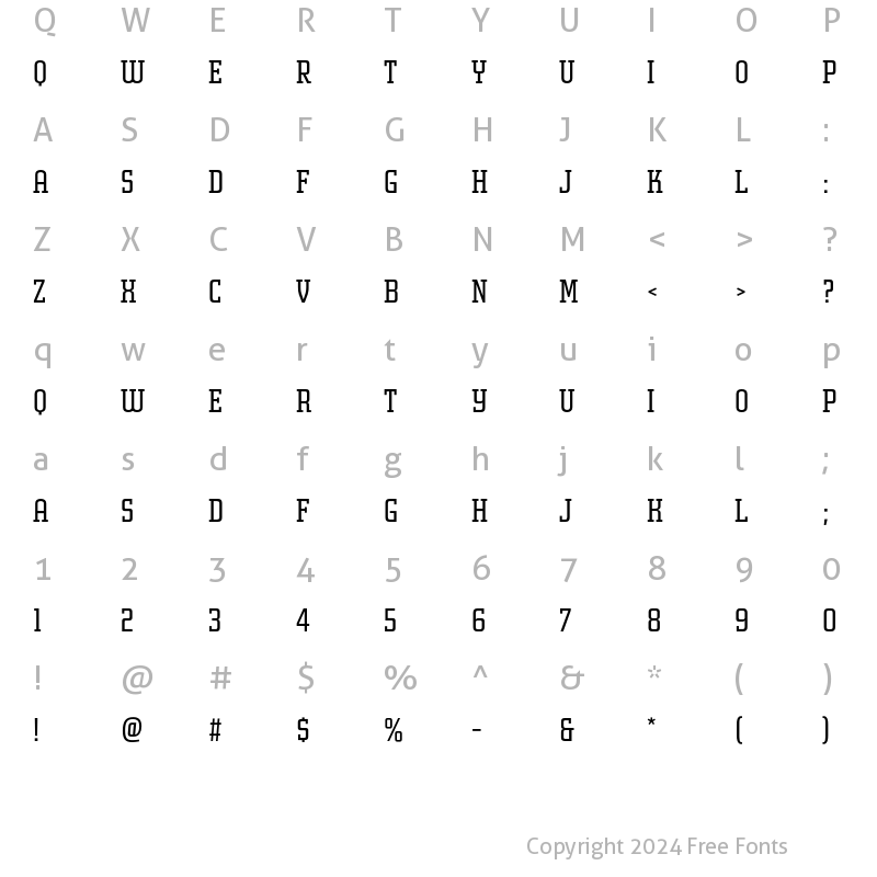 Character Map of MorganPosterAvec Regular