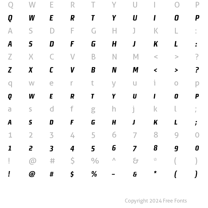 Character Map of MorganSansCond Expert Bold Italic