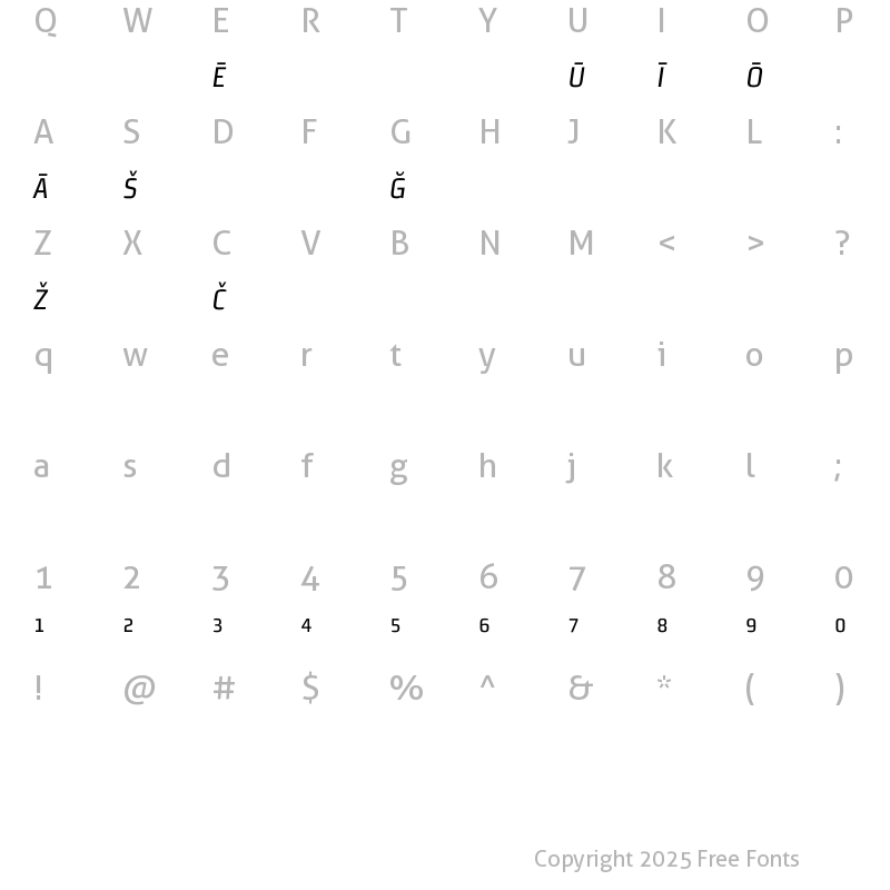 Character Map of MorganSansCond Pi Italic