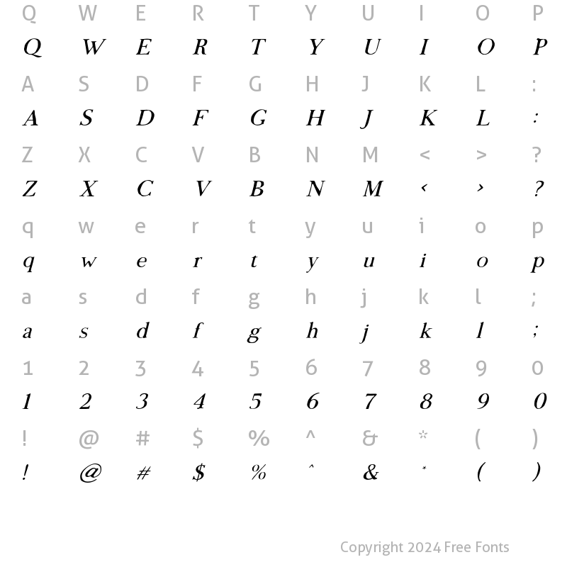Character Map of Morgen Italic