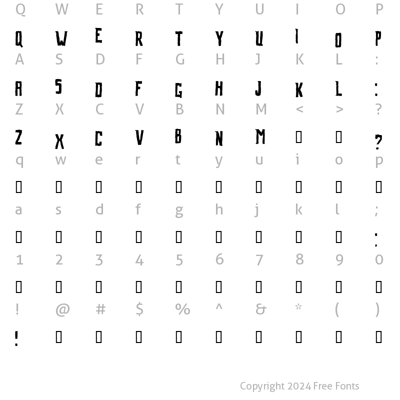 Character Map of mOrinPack2 Regular