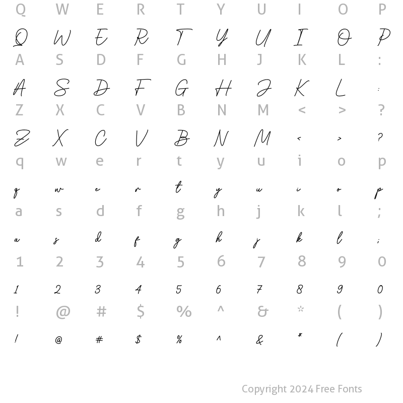 Character Map of Morning Art Regular