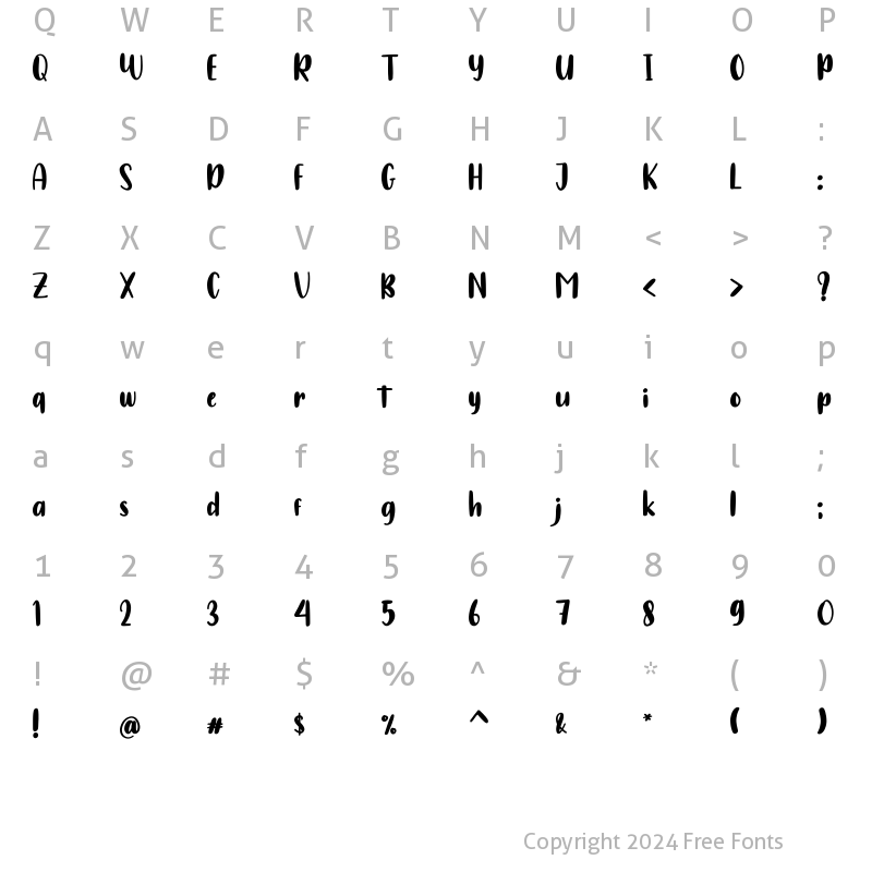 Character Map of Morning Christmas Regular