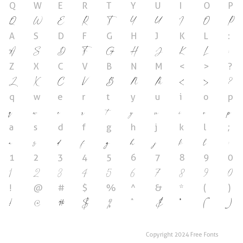 Character Map of Morning Flower Script Regular