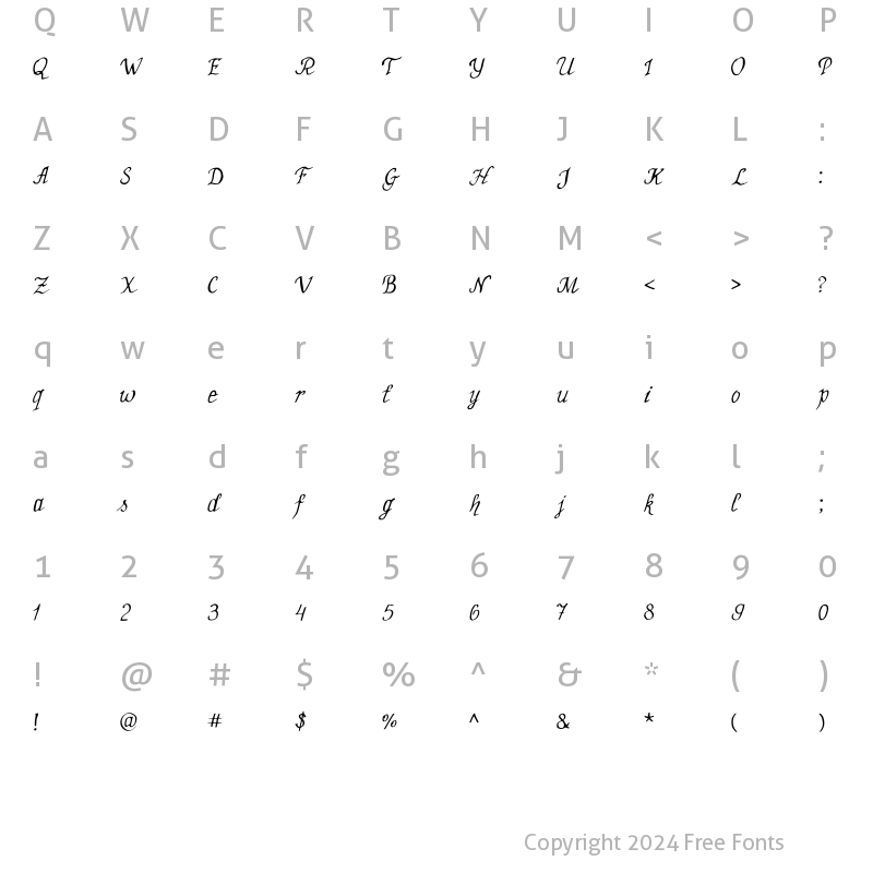 Character Map of Morning Glori Regular