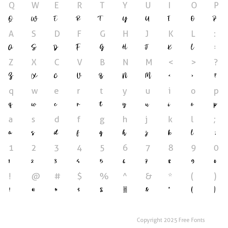 Character Map of Morning Glory Regular