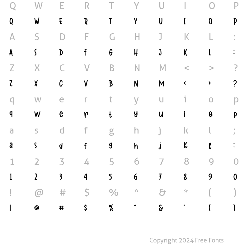 Character Map of Morning Honey Sans Regular