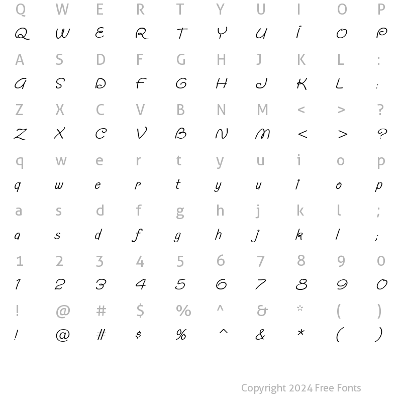 Character Map of Morning Limerick BTN Oblique