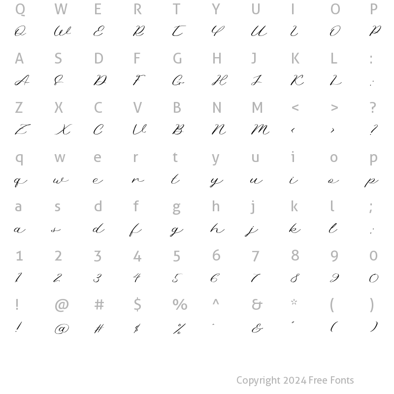 Character Map of Morning Sunshine Regular