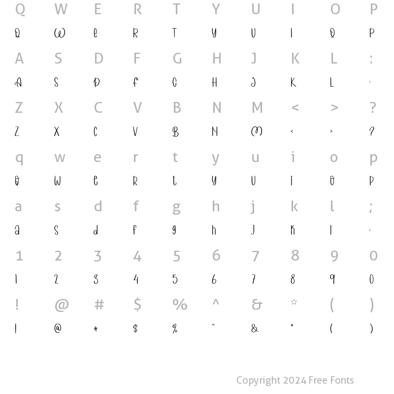 Character Map of MORNING WINTER Regular