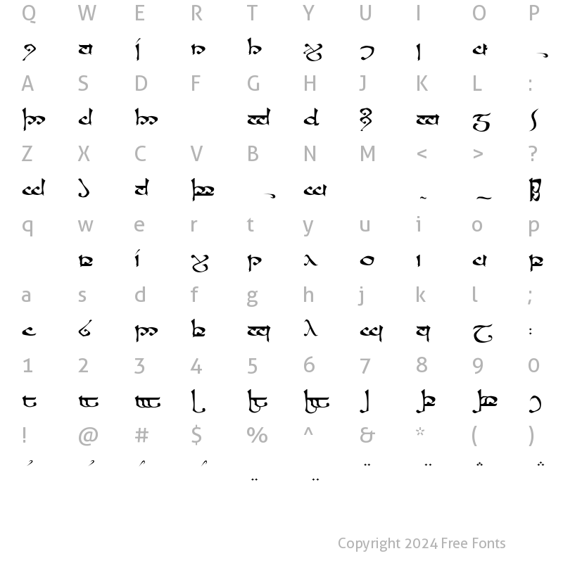 Character Map of Moroma Regular