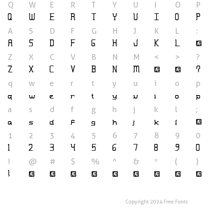 Character Map of Moronic Misfire (BRK) Regular